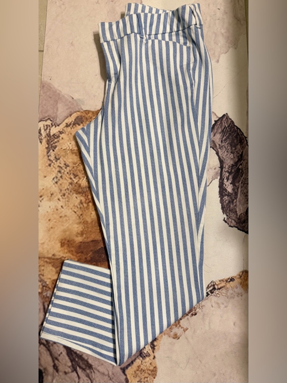 Old Navy Blue and White Vertical Stripe Chinos